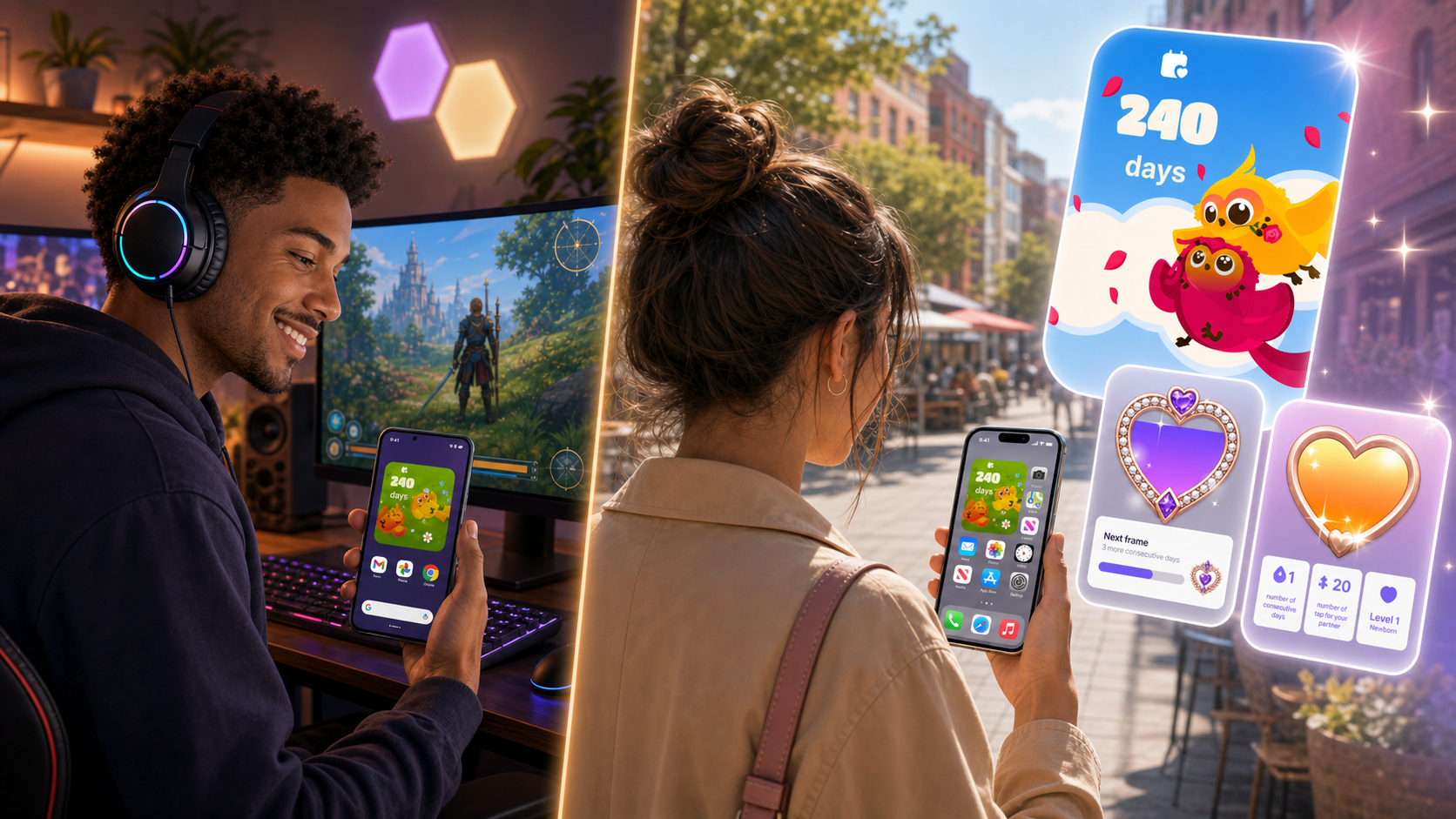 App widget di coppia LovBirdz e Love Widget - migliori widget per la schermata principale